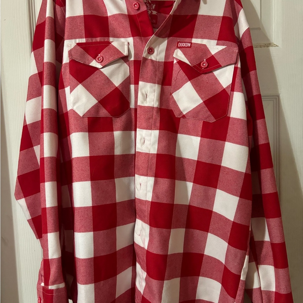 DIXXON Red and White Plaid Men's Shirt